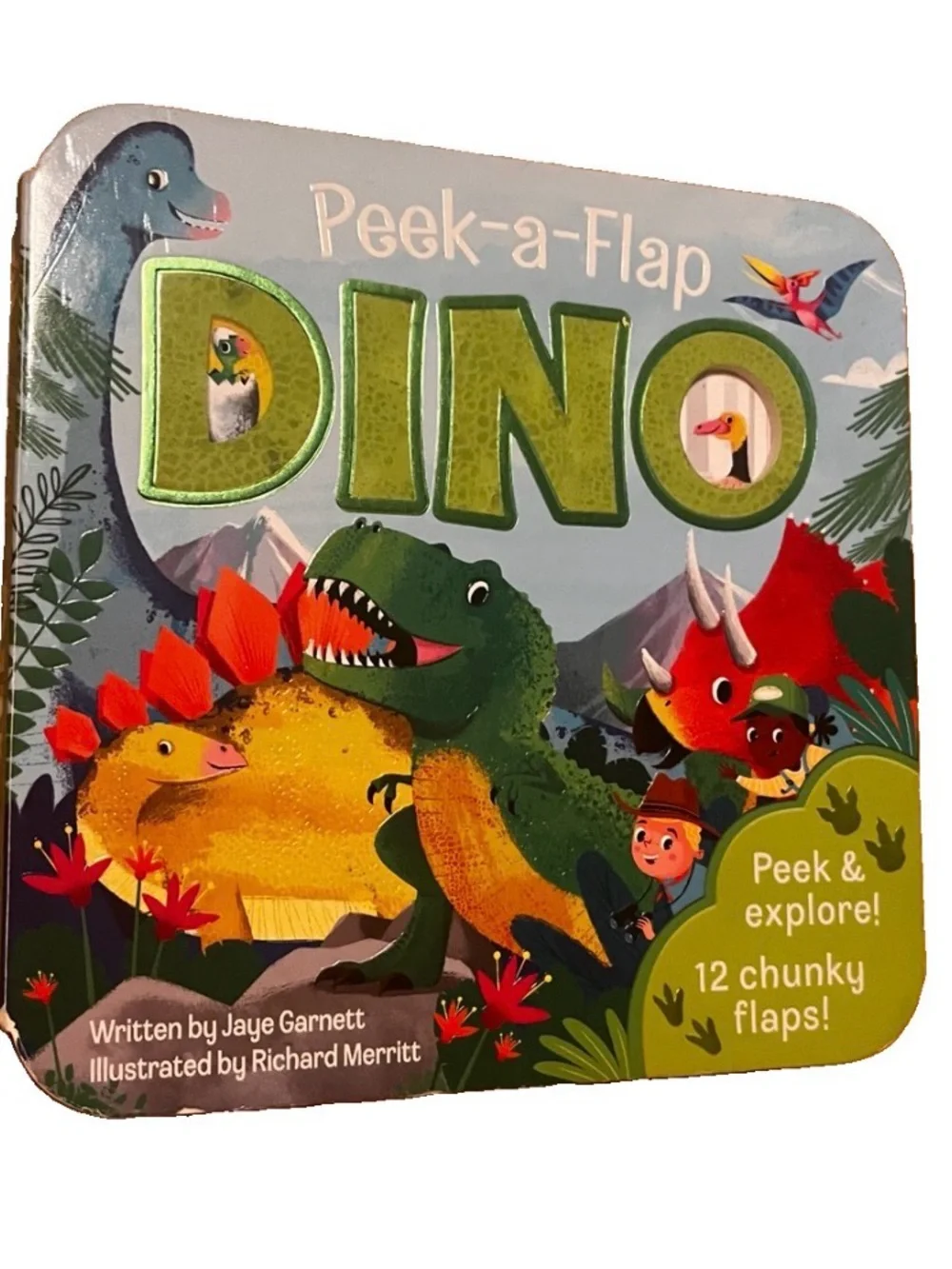 Peek-a-Flap DINO Lift-the-Flap Children's Board Book Jaye Garnett Dinosaur Toy